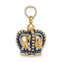 14K 3-D Blue Enamel Crown Charm-K6840