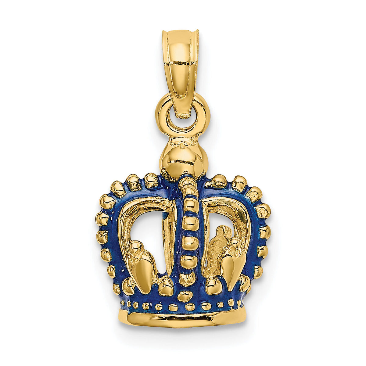 14K 3-D Blue Enamel Crown Charm-K6840