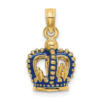 14K 3-D Blue Enamel Crown Charm-K6840