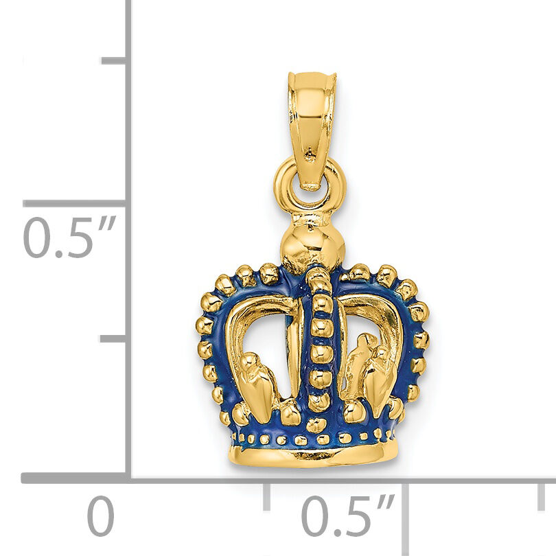 14K 3-D Blue Enamel Crown Charm-K6840