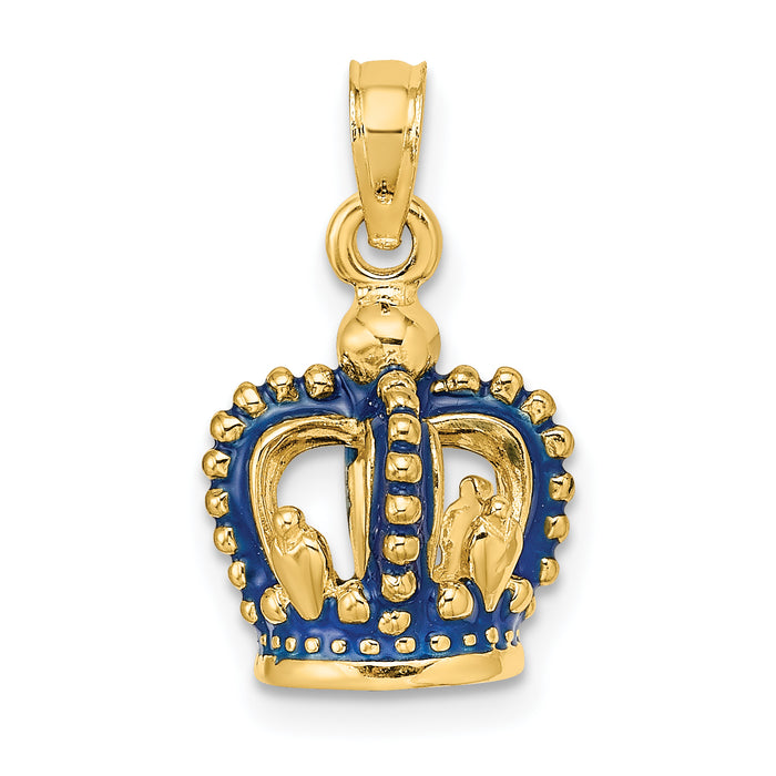 14K 3-D Blue Enamel Crown Charm-K6840