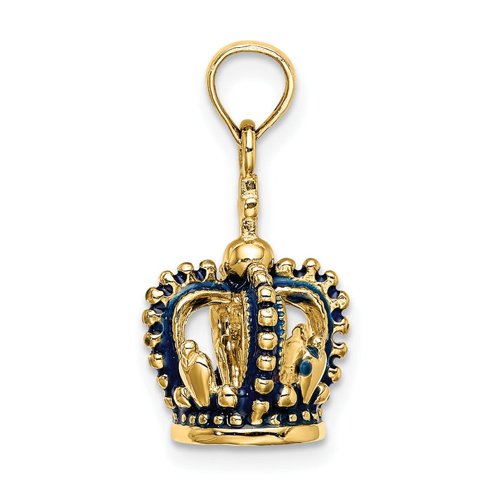 14K 3-D w/ Blue Enamel Crown Charm-K6841