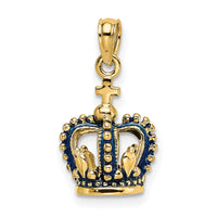 14K 3-D w/ Blue Enamel Crown Charm-K6841