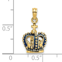 14K 3-D w/ Blue Enamel Crown Charm-K6841