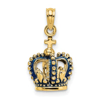 14K 3-D w/ Blue Enamel Crown Charm-K6841