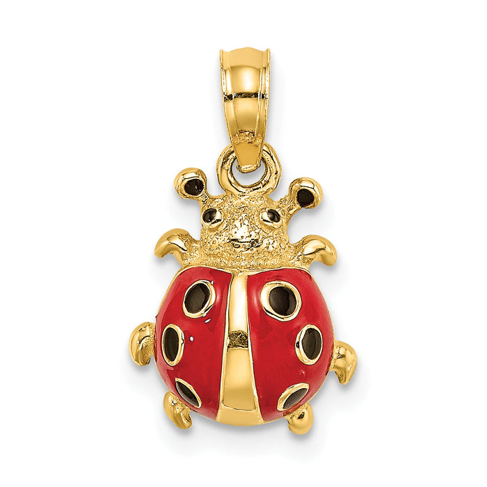 14K Red Enameled Ladybug Charm-K6846