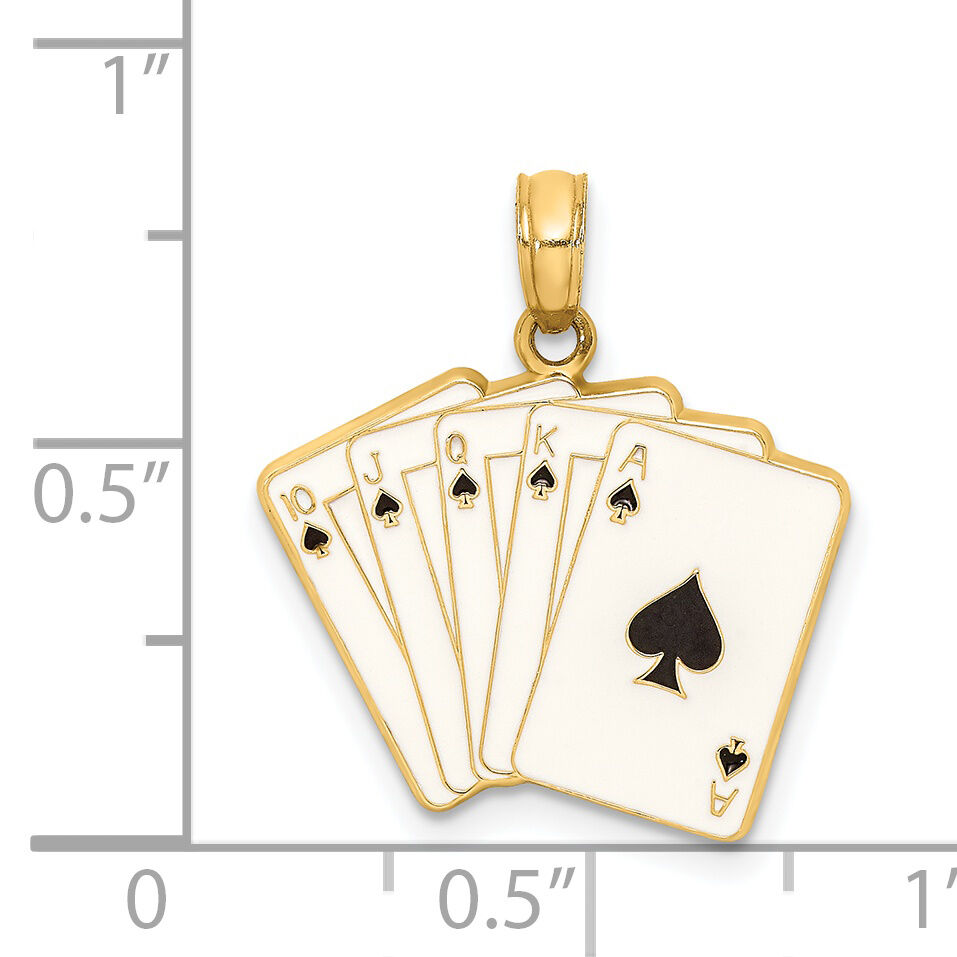 14K Enamel Playing Cards Royal Flush Charm-K6847