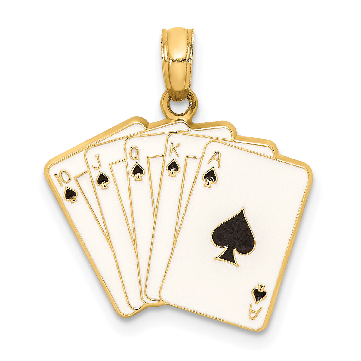14K Enamel Playing Cards Royal Flush Charm-K6847