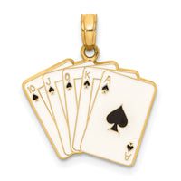 14K Enamel Playing Cards Royal Flush Charm-K6847