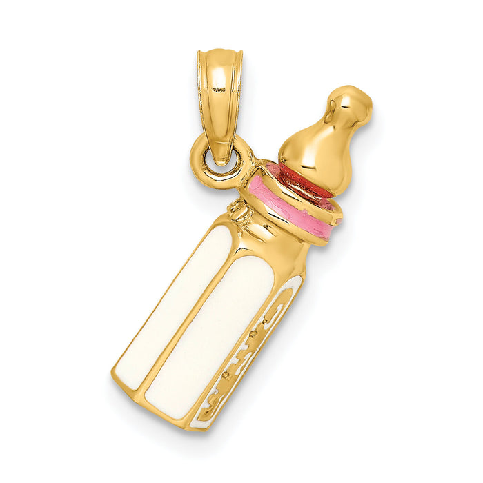 14K 3-D w/ Enamel Baby Bottle Charm-K6850