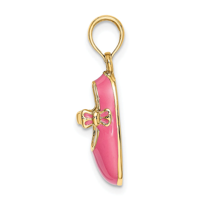 14K 3-D w/ Pink Enamel Baby Shoe Charm-K6851