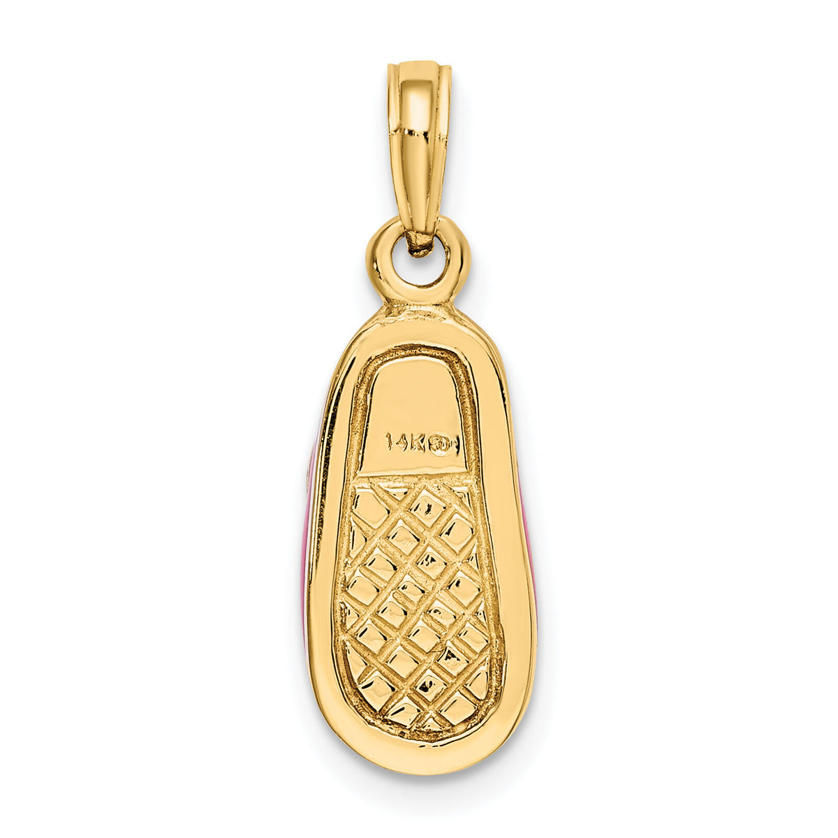 14K 3-D w/ Pink Enamel Baby Shoe Charm-K6851