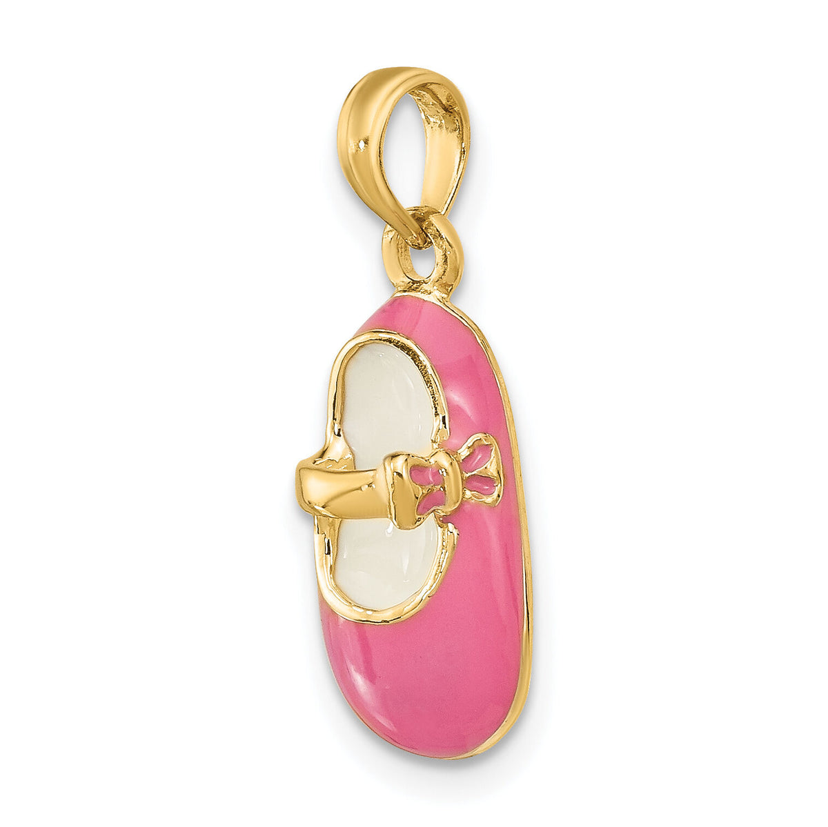 14K 3-D w/ Pink Enamel Baby Shoe Charm-K6851