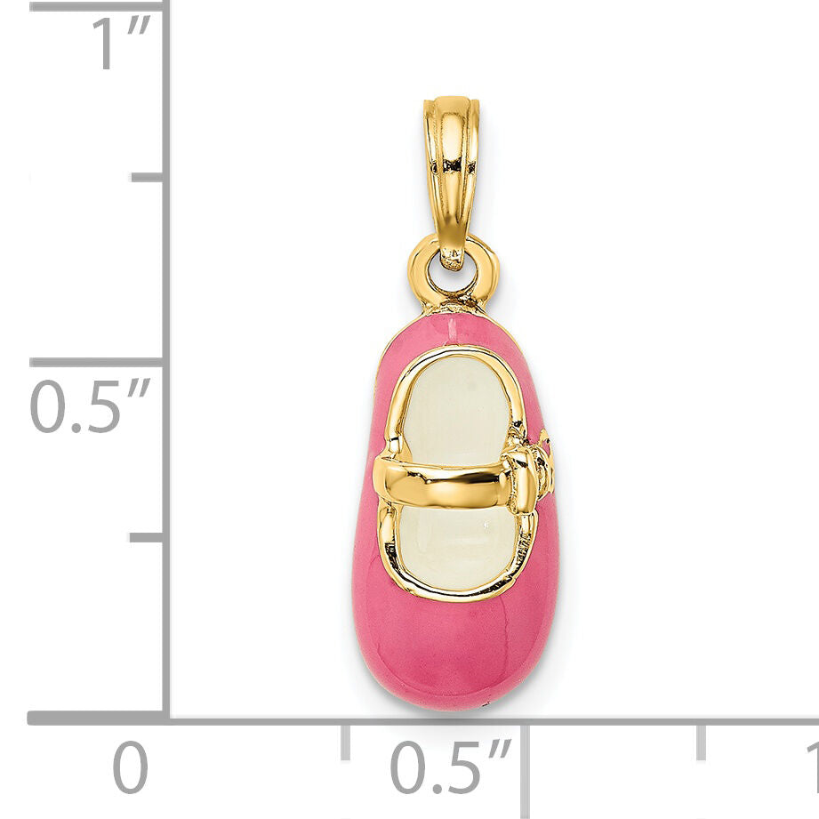 14K 3-D w/ Pink Enamel Baby Shoe Charm-K6851
