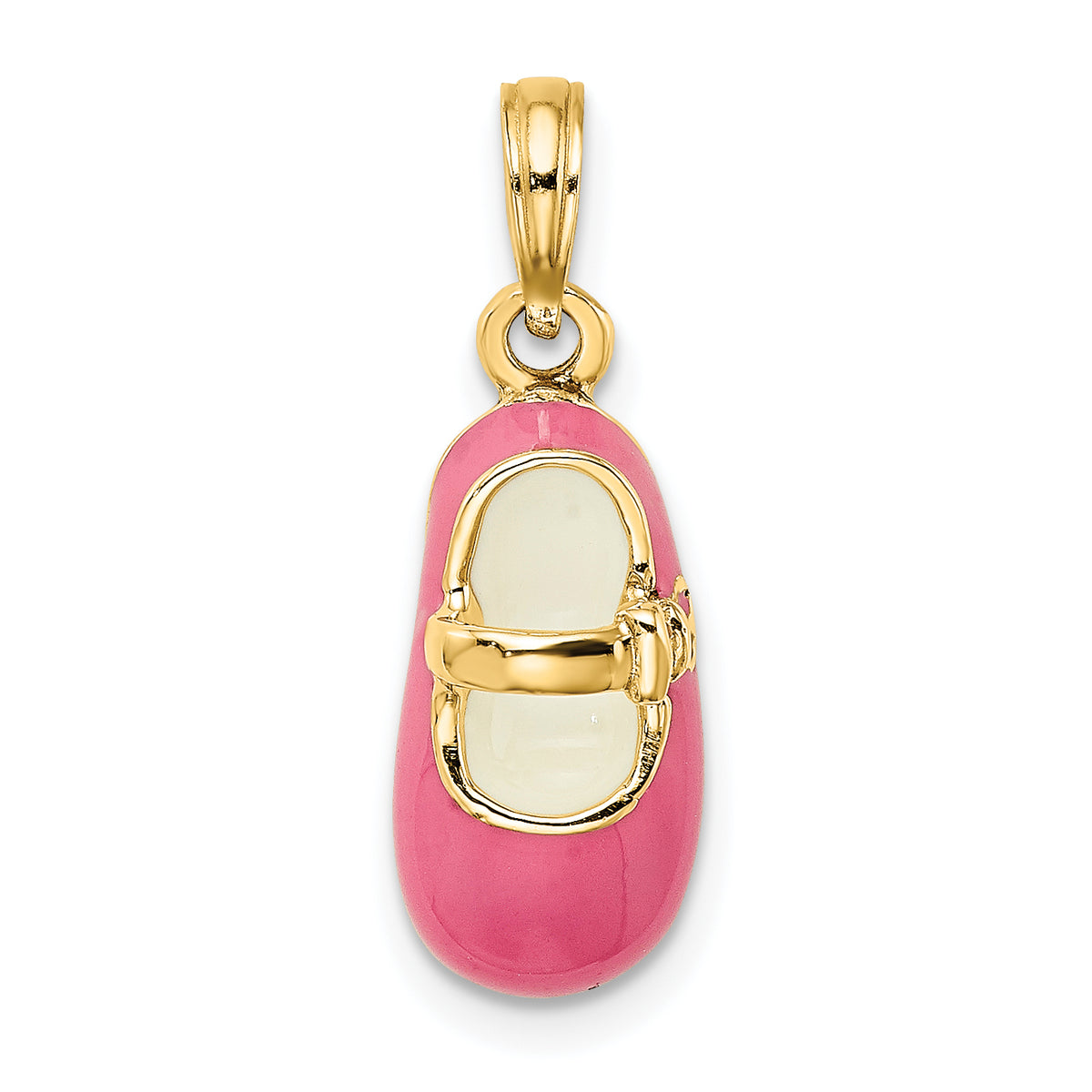 14K 3-D w/ Pink Enamel Baby Shoe Charm-K6851
