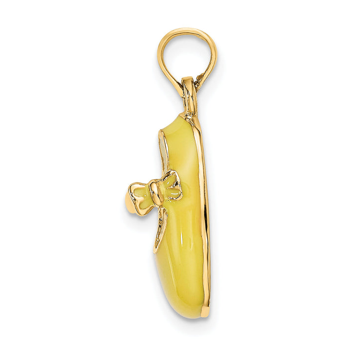 14K 3-D w/ Yellow Enamel Baby Shoe Charm-K6852