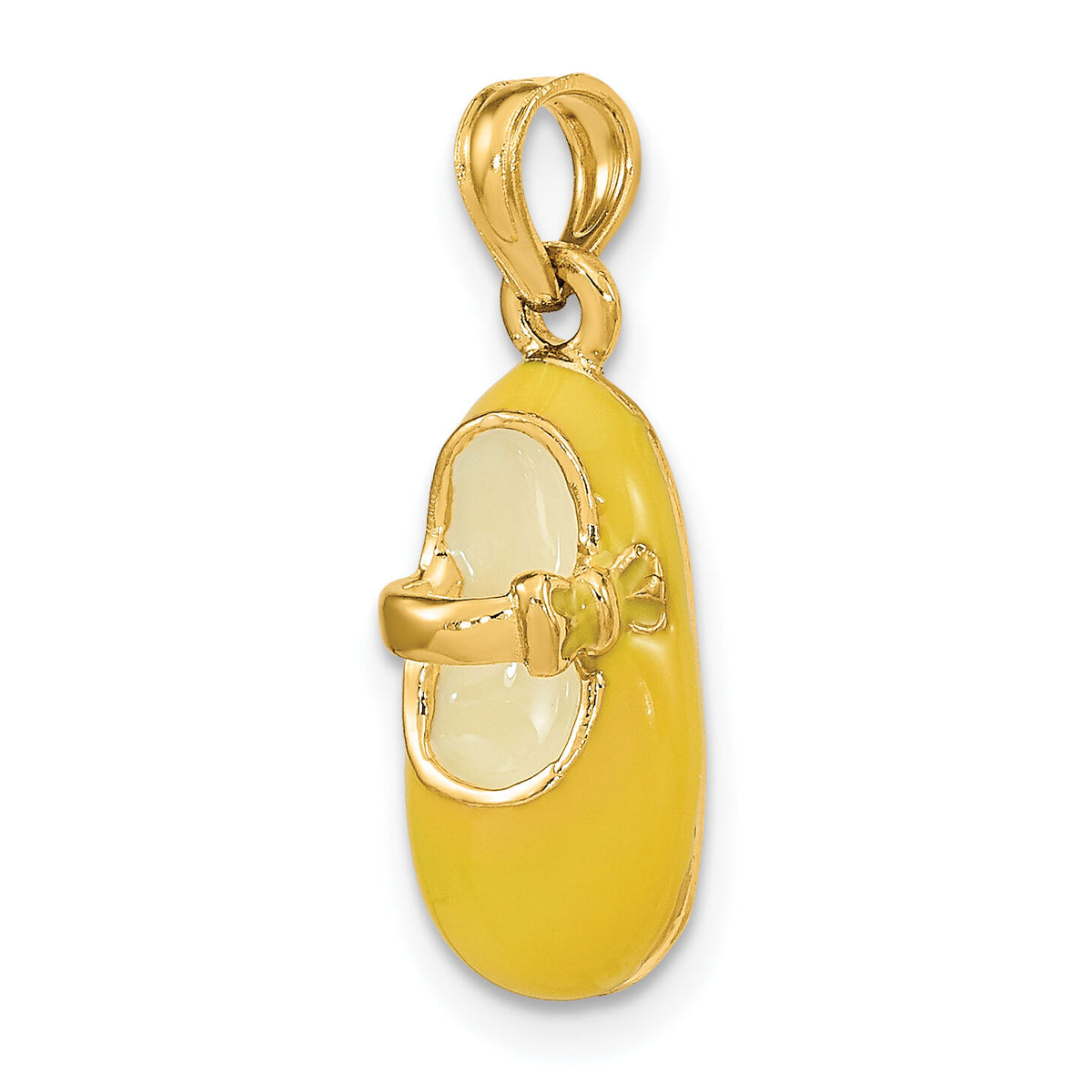 14K 3-D w/ Yellow Enamel Baby Shoe Charm-K6852