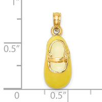 14K 3-D w/ Yellow Enamel Baby Shoe Charm-K6852
