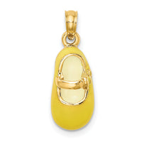 14K 3-D w/ Yellow Enamel Baby Shoe Charm-K6852