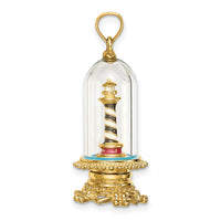 14K 3-D Enamel Lighthouse In Glass Dome Charm-K6856