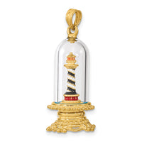14K 3-D Enamel Lighthouse In Glass Dome Charm-K6856