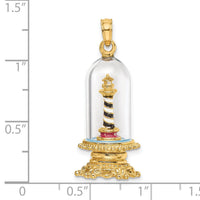 14K 3-D Enamel Lighthouse In Glass Dome Charm-K6856