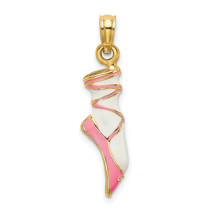 14K 3-D Enamel Ballet Shoe Charm-K6857