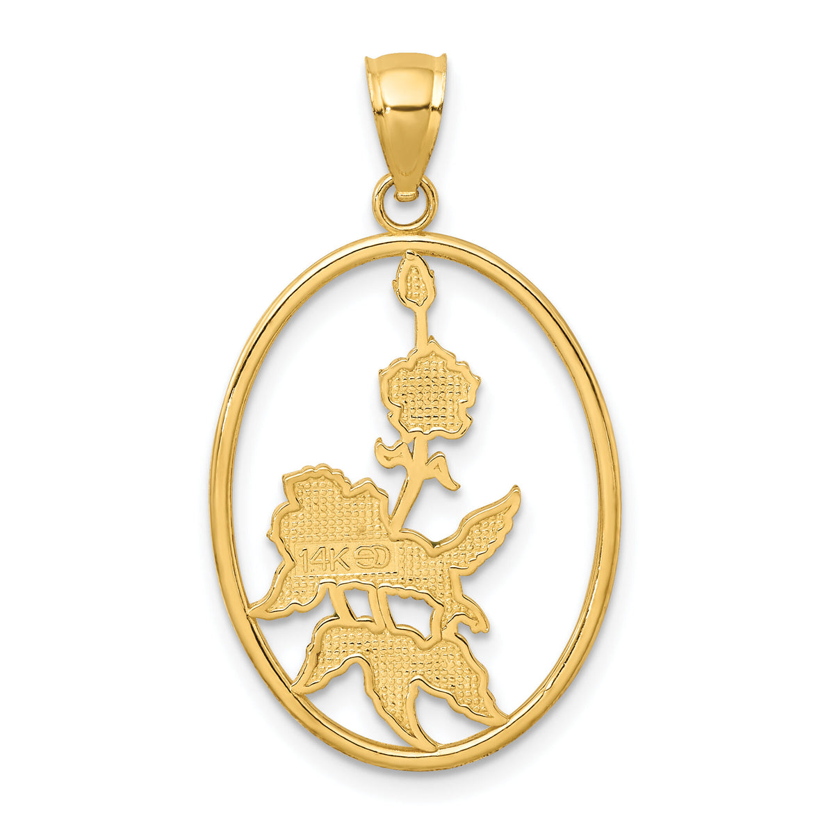 14K w/ Enamel Hummingbird and Flowers In Oval Frame Charm-K6863