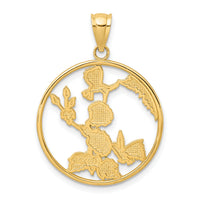 14K w/ Enamel Hummingbirds and Flowers In Circle Charm-K6868