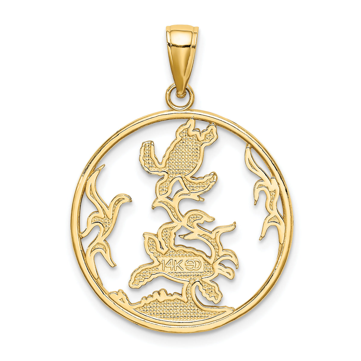 14K Enamel Sea Turtles In Circle Charm-K6869
