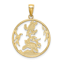14K Enamel Sea Turtles In Circle Charm-K6869