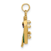 14K W/ Green Enamel 3-D Pool Table Charm-K6870