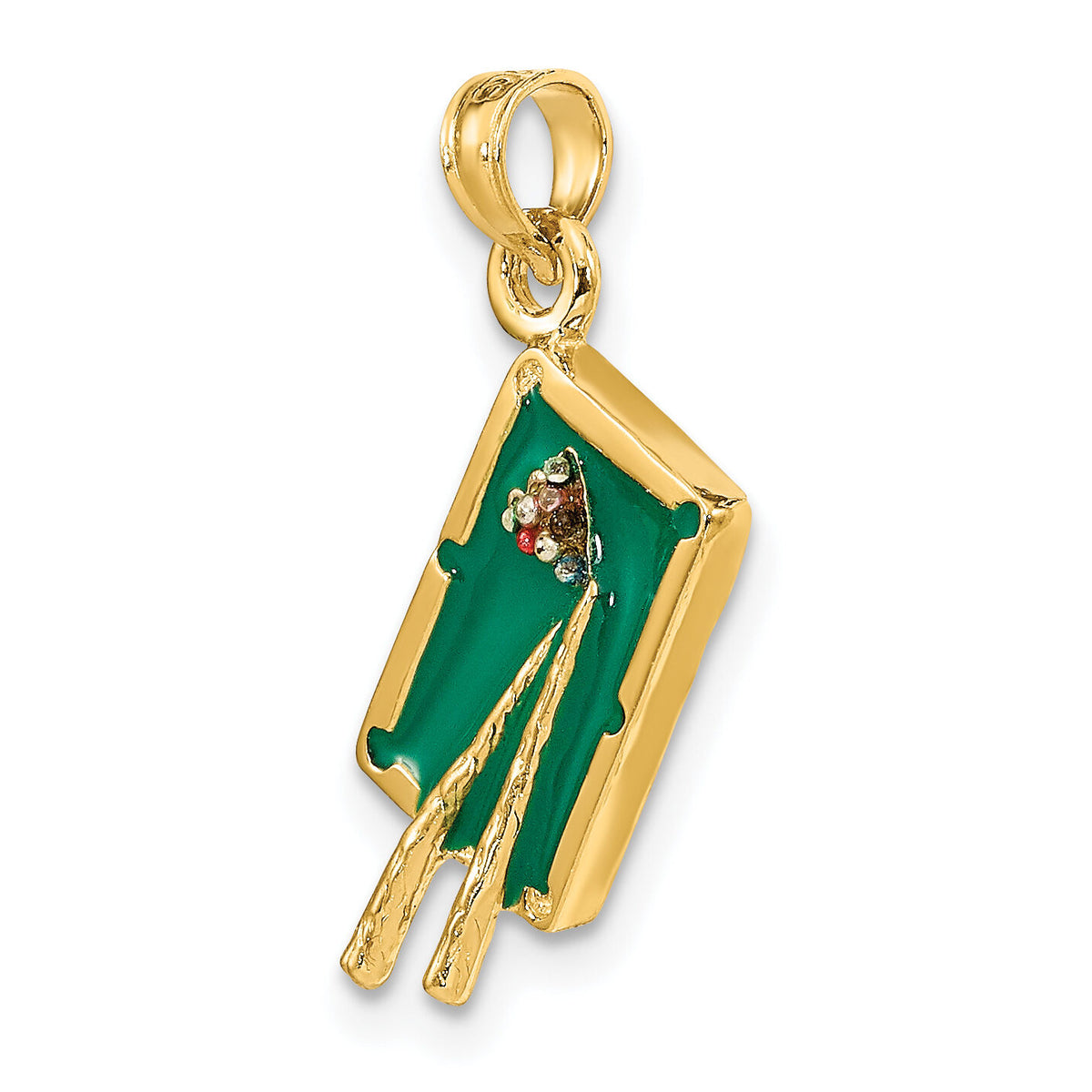 14K W/ Green Enamel 3-D Pool Table Charm-K6870