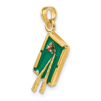 14K W/ Green Enamel 3-D Pool Table Charm-K6870
