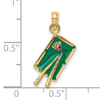 14K W/ Green Enamel 3-D Pool Table Charm-K6870