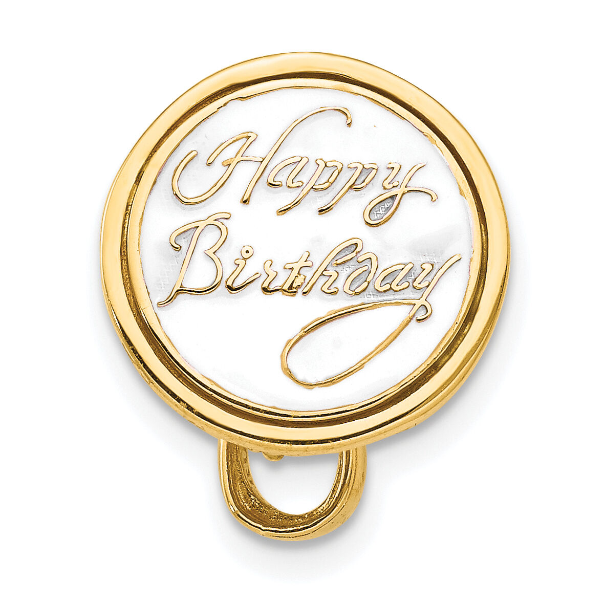 14K 3-D Enameled HAPPY BIRTHDAY Cake w/Brown Frosting Charm-K6871