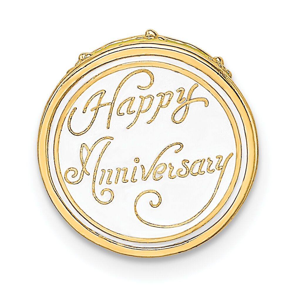 14K 3-D HAPPY ANNIVERSARY Cake w/Yellow Frosting Charm-K6872