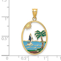 14K Enamel Dolphin Jumping In Beach Scene Charm-K6874