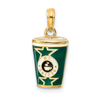 14k 3-D Enameled Coffee Cup Charm-K6875