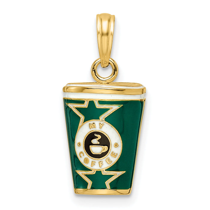 14k 3-D Enameled Coffee Cup Charm-K6875
