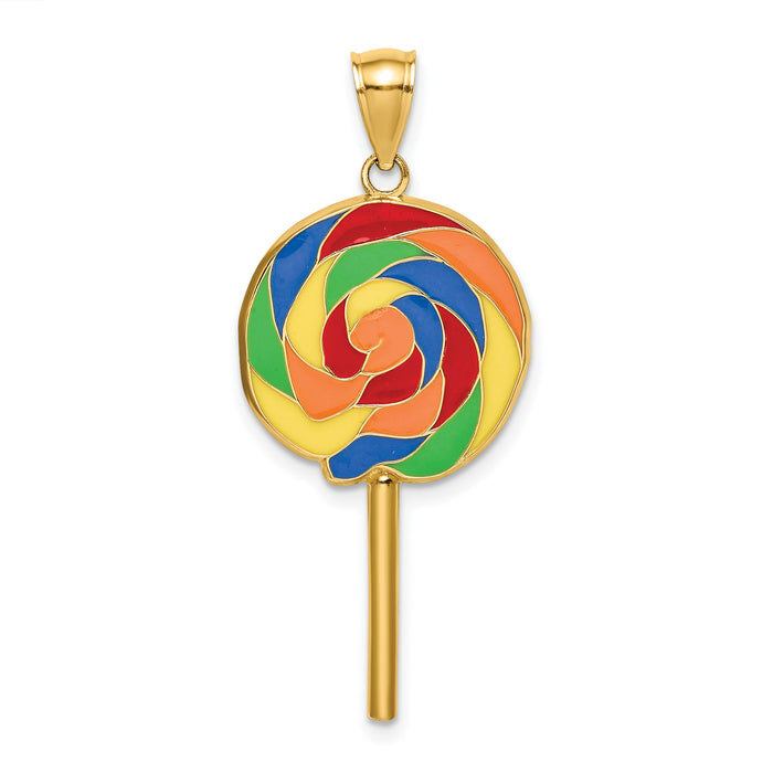 14K w/Multi-Color Enamel 3-D Lollipop Charm-K6882