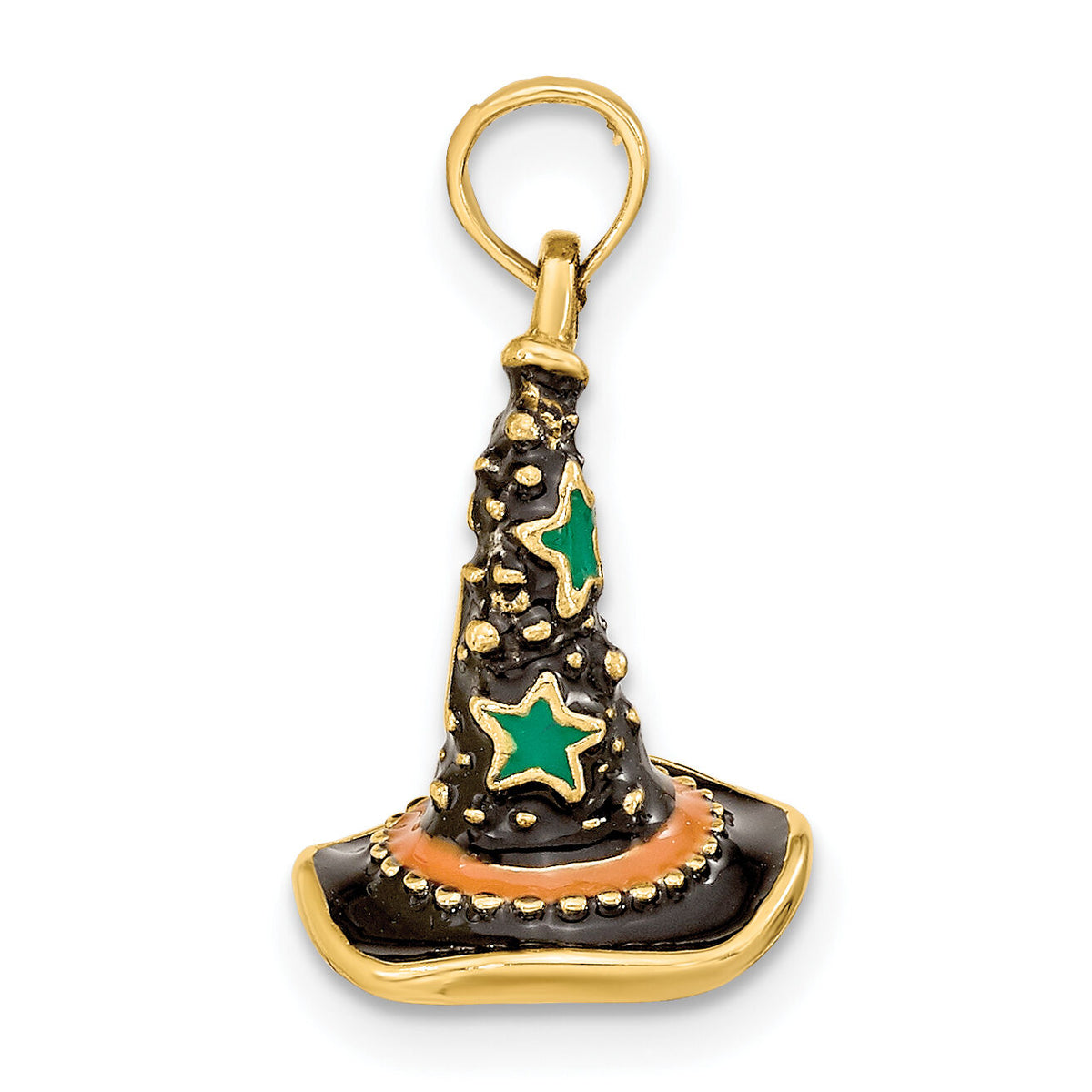14K w/ Enamel 3-D Witch's Hat (Halloween) Charm-K6883