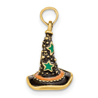 14K w/ Enamel 3-D Witch's Hat (Halloween) Charm-K6883
