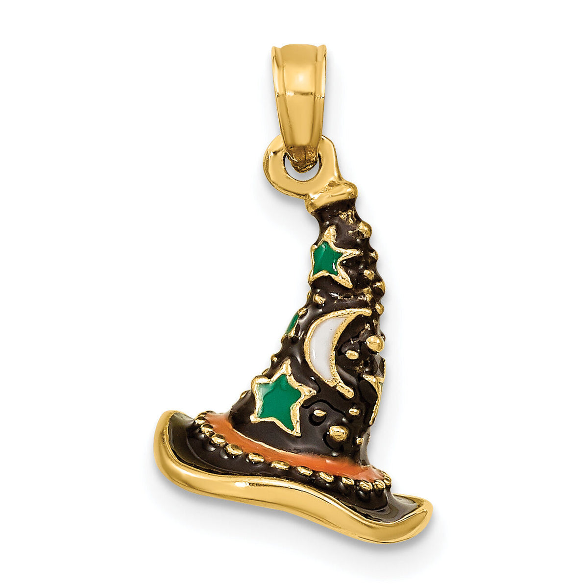 14K w/ Enamel 3-D Witch's Hat (Halloween) Charm-K6883