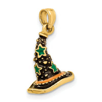 14K w/ Enamel 3-D Witch's Hat (Halloween) Charm-K6883