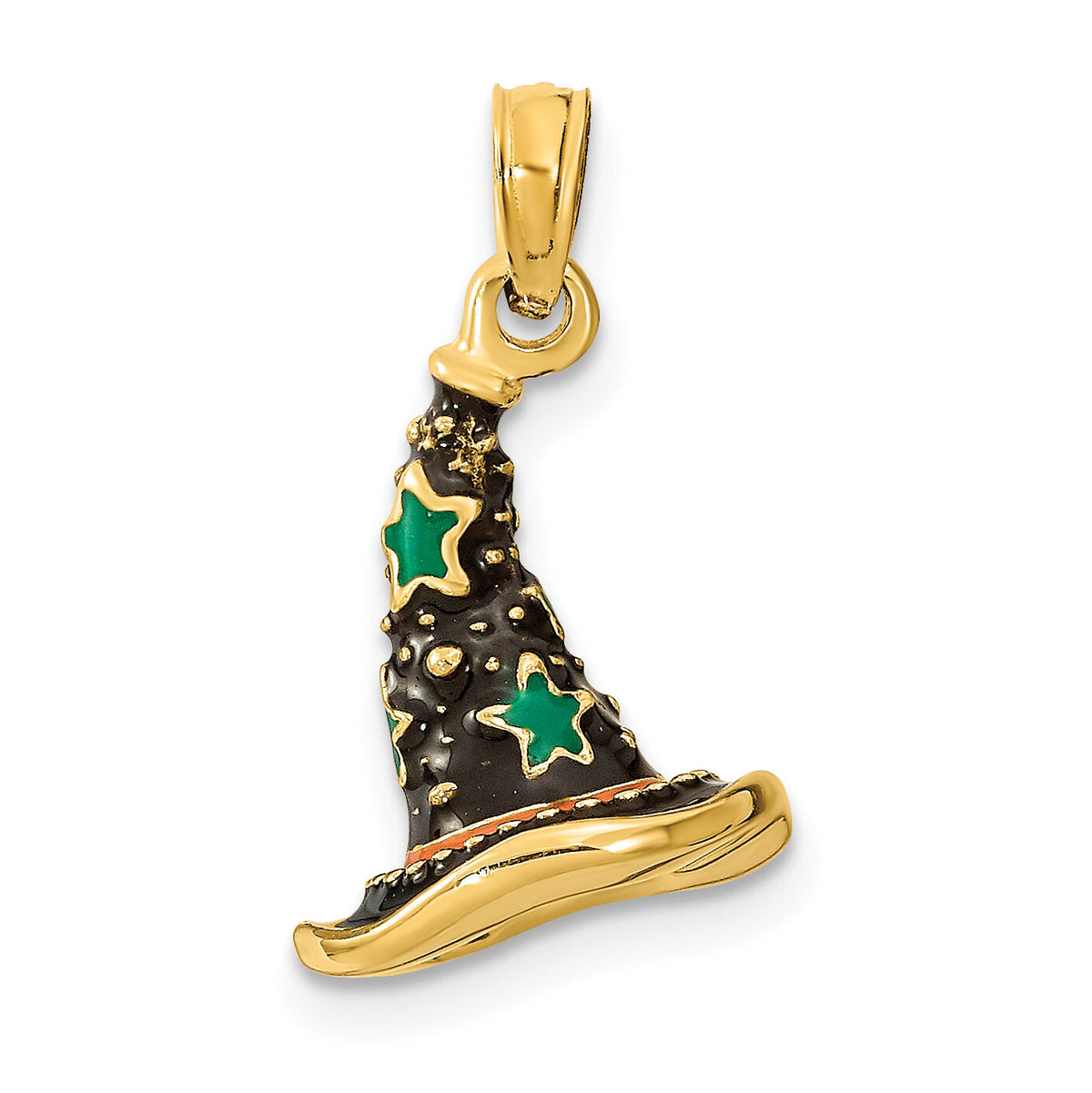 14K w/ Enamel 3-D Witch's Hat (Halloween) Charm-K6883