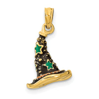 14K w/ Enamel 3-D Witch's Hat (Halloween) Charm-K6883