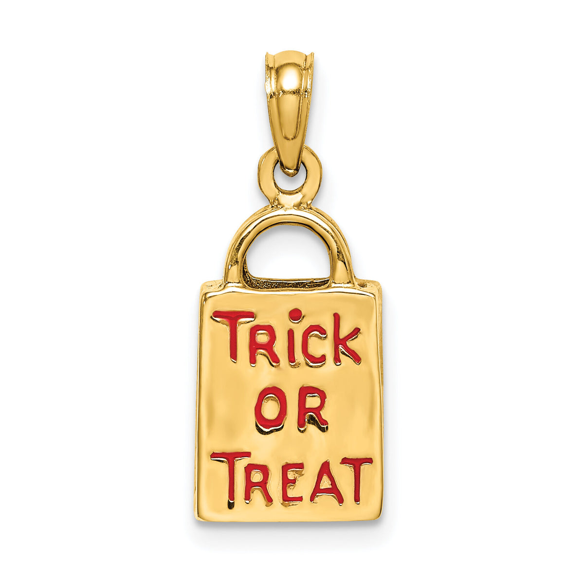 14K 3-D Enameled Jack-o-Lantern Trick or Treat Bag Charm-K6884