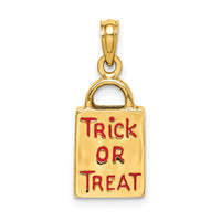 14K 3-D Enameled Jack-o-Lantern Trick or Treat Bag Charm-K6884