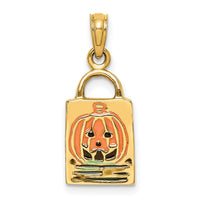 14K 3-D Enameled Jack-o-Lantern Trick or Treat Bag Charm-K6884